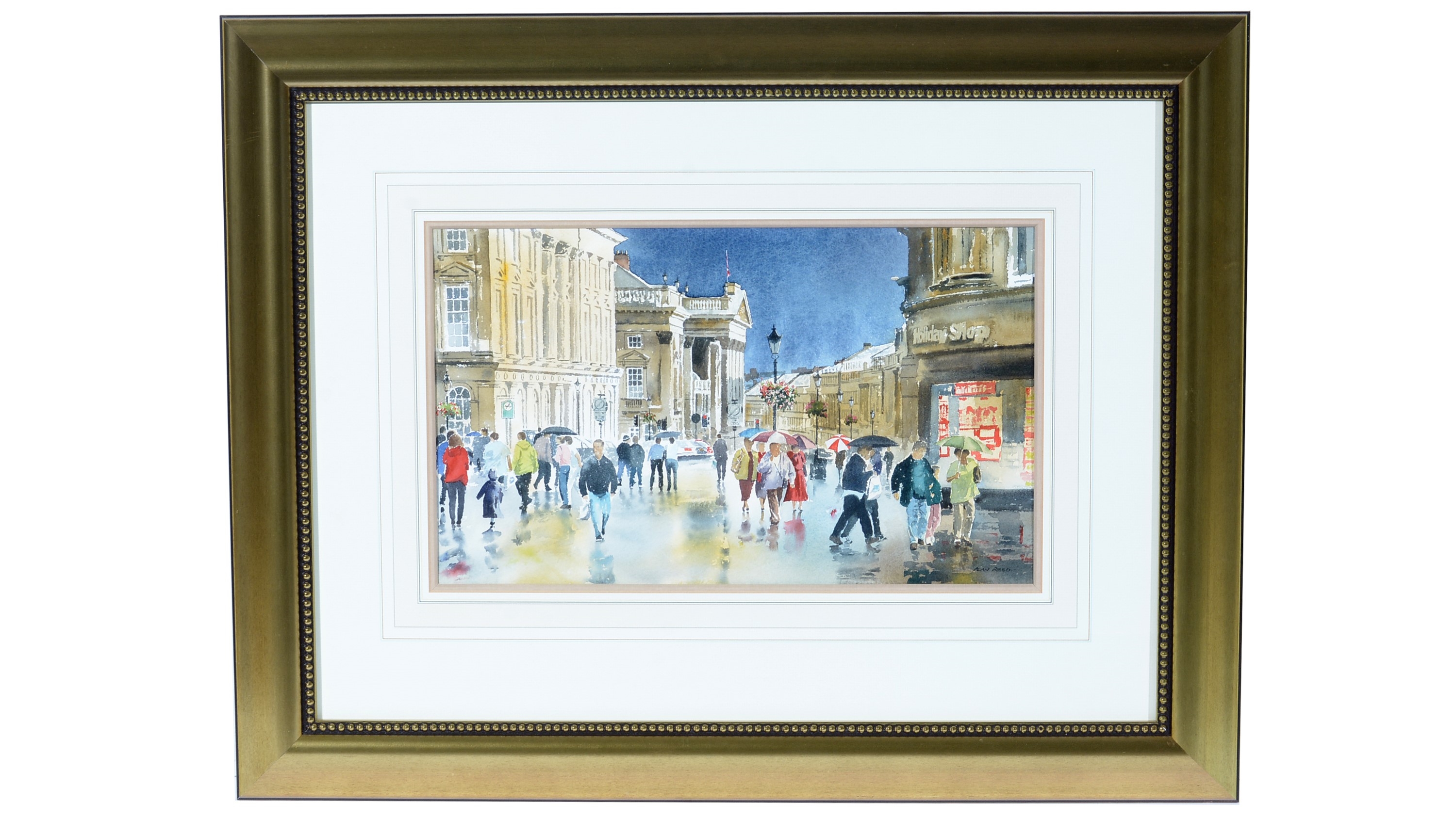 Alan Reed | Rain Showers on Grey Street Newcastle-Upon-Tyne | MutualArt