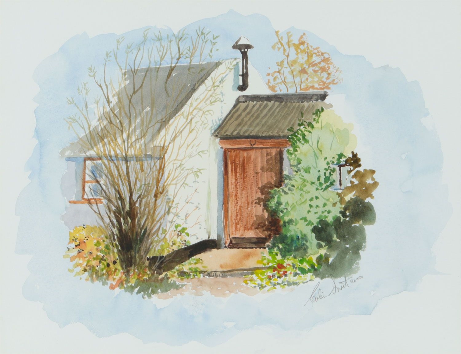Artwork by Colin Smut, THE COTTAGE DOOR, Made of WATERCOLOUR DRAWING