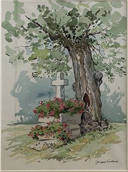 Calvary in bloom under the big tree - Jacques Godard