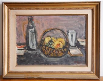 Still life with fruits Oil on panel signed lower right Dimensions : 30 x 41 cm Dimensions with the frame : 42 x 52 cm The withdrawal of the lots will be done on Friday - Pierre Brune