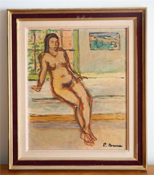 Female nude Oil on paper pasted on cardboard signed in the lower right corner Dimensions : 40 x 33 cm Dimensions with the frame : 51 x 43 cm The withdrawal of the lots will take place on Friday by Pierre Brune, 2023