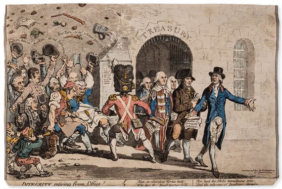 Integrity retiring from Office! by James Gillray, 19th century