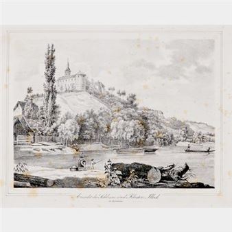 View of the square in the Hercules Baths next Mehadia - J. N. Kriehuber