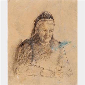 Porträt der Anna Gräfin Degenfeld, geb. von Hügel, am Spieltisch - Marie von Ploennies