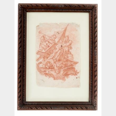 Artwork by Swabian School, 18th Century, Christus fällt unter dem Kreuz., Made of Red chalk on paper