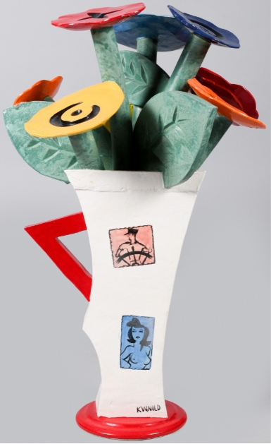 Artwork by Robert Beau Kvenild, VASE OF FLOWERS, Made of GLAZED CERAMIC
