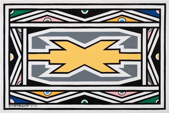 Ndebele Abstract by Esther Mahlangu, dated 2021