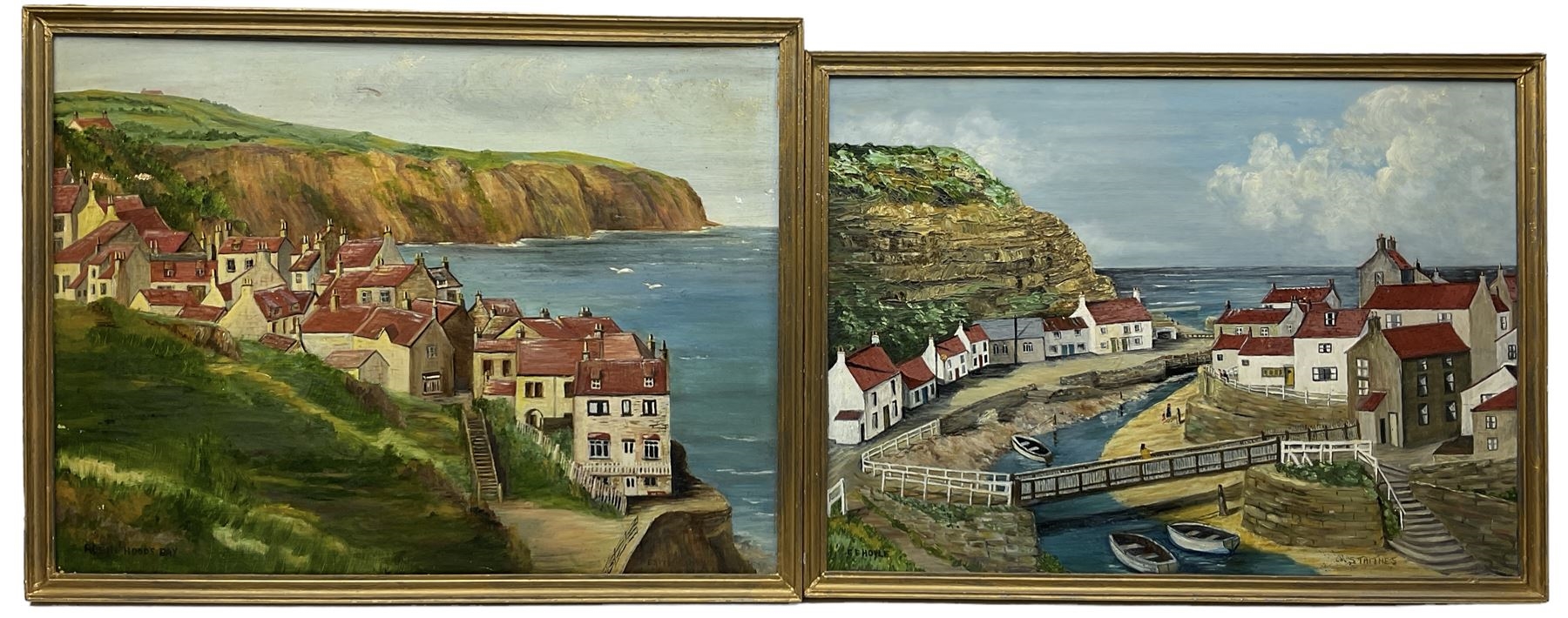 Artwork by Edith E. Hoyle, 'Staithes' and 'Robin Hood's Bay', Made of oils on board
