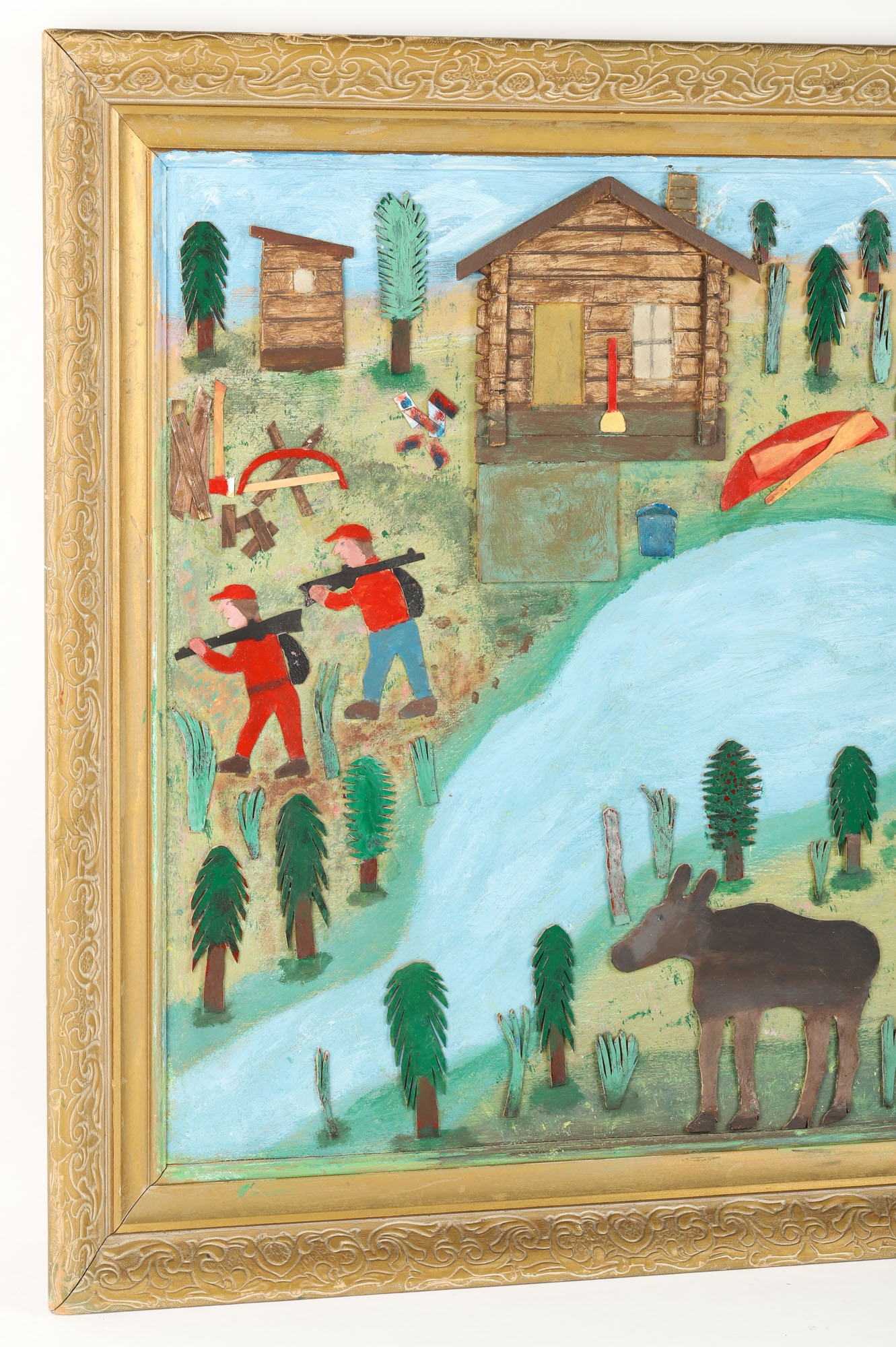 Ewald Rentz | Cabin in the Woods Relief Cut Panel (Late 20th Century ...