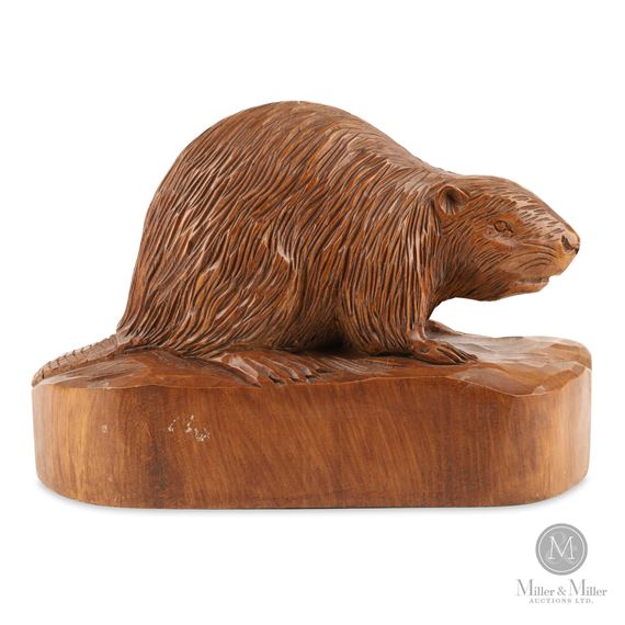 Carved Beaver by Clement Dubé, Mid 20th century