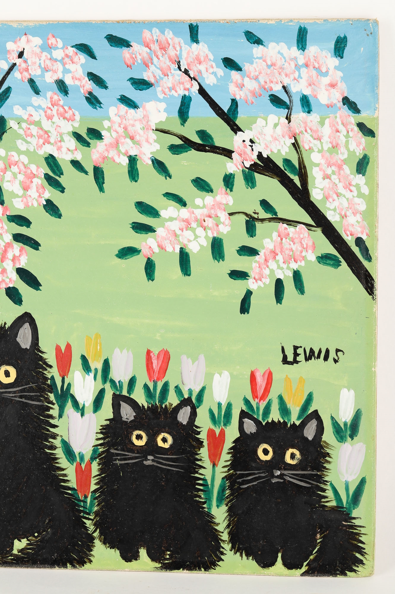 Maud Lewis | The Three Black Cats (Circa 1965) | MutualArt