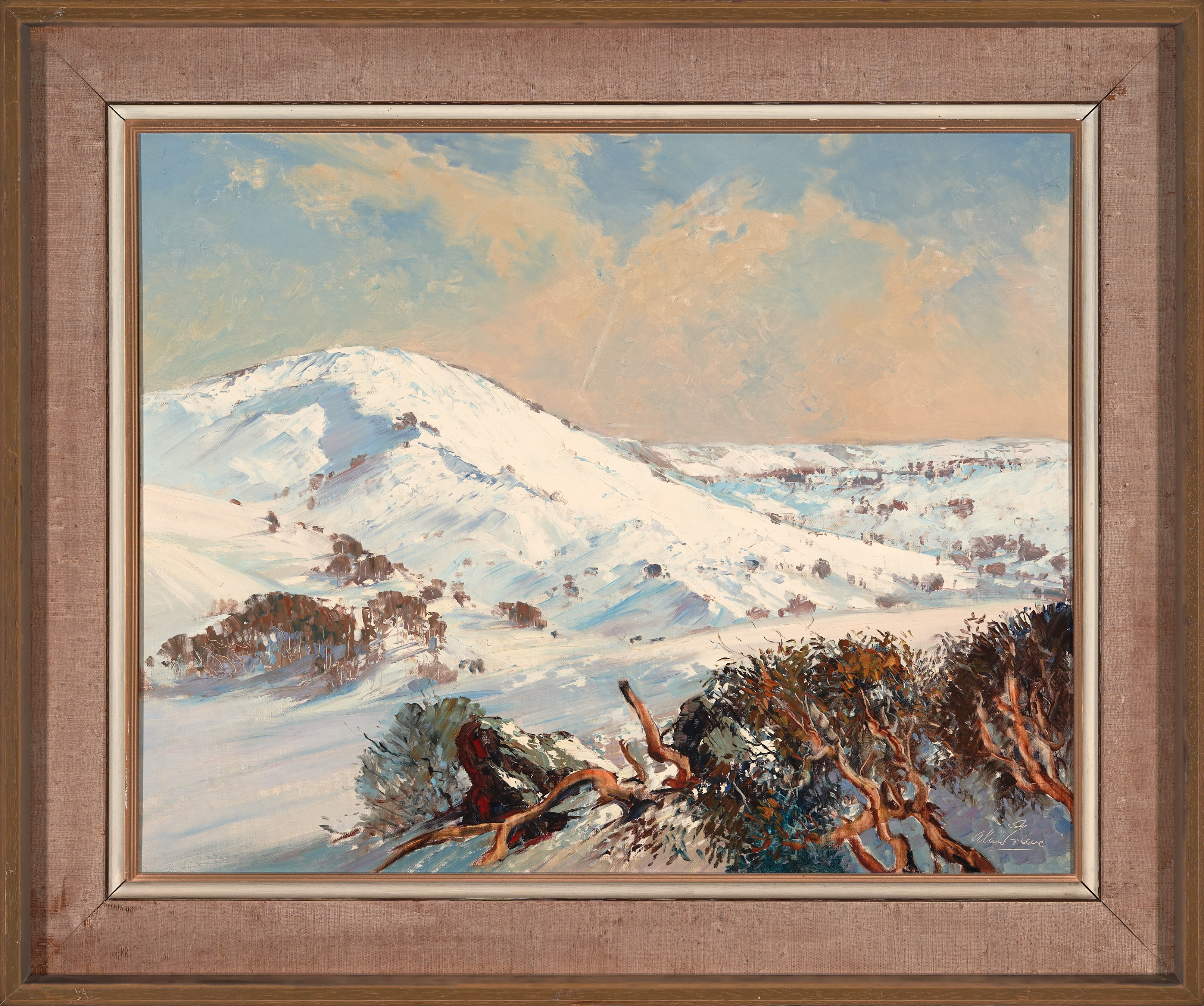 Artwork by Alan Robert Colquhoun Grieve, Above the Snow Line, Made of oil on canvas on board