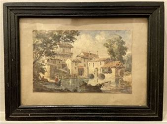 View of a medieval village - Jules de Verneuilh