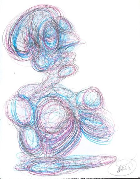 Untitled / Colored pencil on paper / Signed and dated