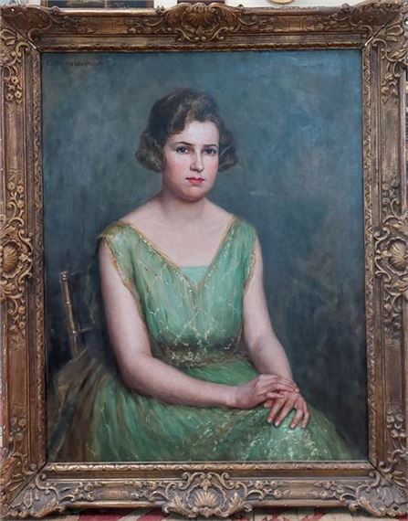 Catherine Wentworth | Portrait of a woman in a green dress | MutualArt