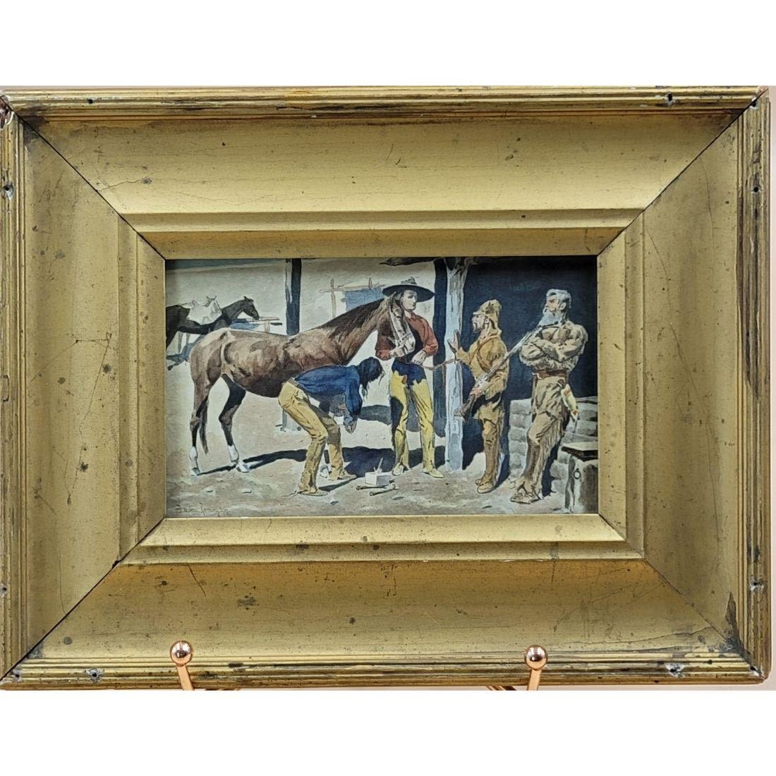 Frederic Remington | Antique Frederic Remington Colored Lithograph ...