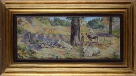 Artwork by Roberto Pio Gatteschi, Siesta of oxen, Made of Oil on canvas