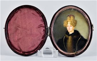 Half length portrait miniature of a lady with fashionably dressed hair - Joseph Philippe Oorloft