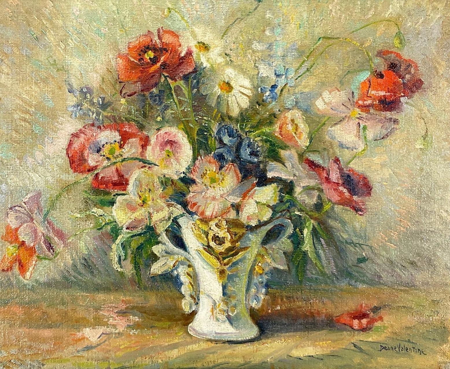Deane Valentine | Tabletop still life of vase of flowers | MutualArt