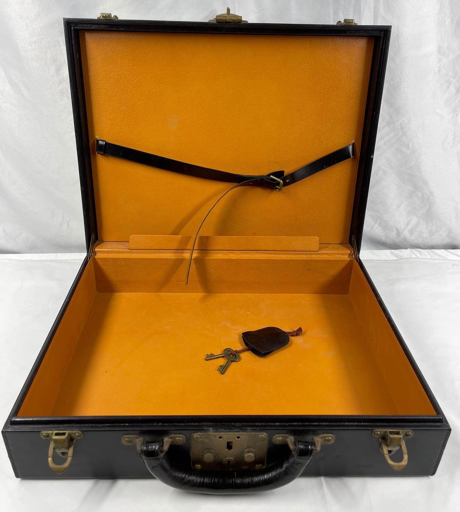 Sold at Auction: Louis Vuitton Black Leather Attache Case, Vintage