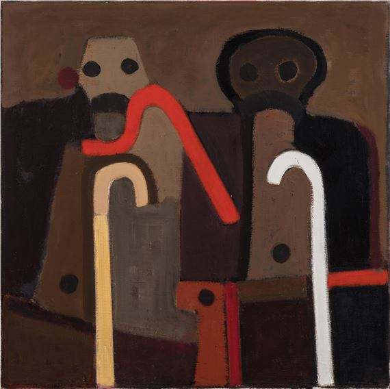 Two men with walking sticks by Ed Dukkers, 25 Aug 82