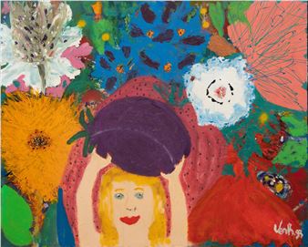 Cheering girl with in garden - Hans Verhaegen