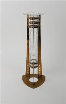 René DULONG (drawing by) & Gustave SERRURIER-BOVY (1858 - 1910) Cut crystal vase with tubular body and open neck (small chip in the neck) - Gustave Serrurier-Bovy