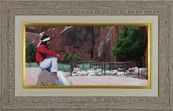 Larry Riley | Larry Riley (1947-) Boy Sitting on Rock (1984) | MutualArt