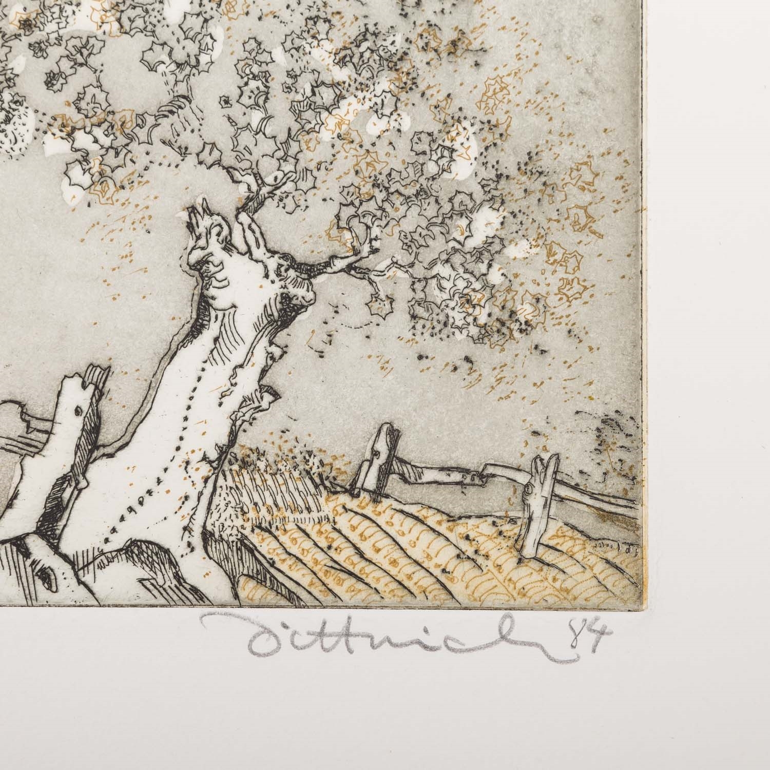Gravure Originale « Ferme Toscane » Par Simon Dittrich - Art Graphique, édition Limitée