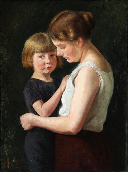 Portrait of a woman and child by Signe Brammer, 1916