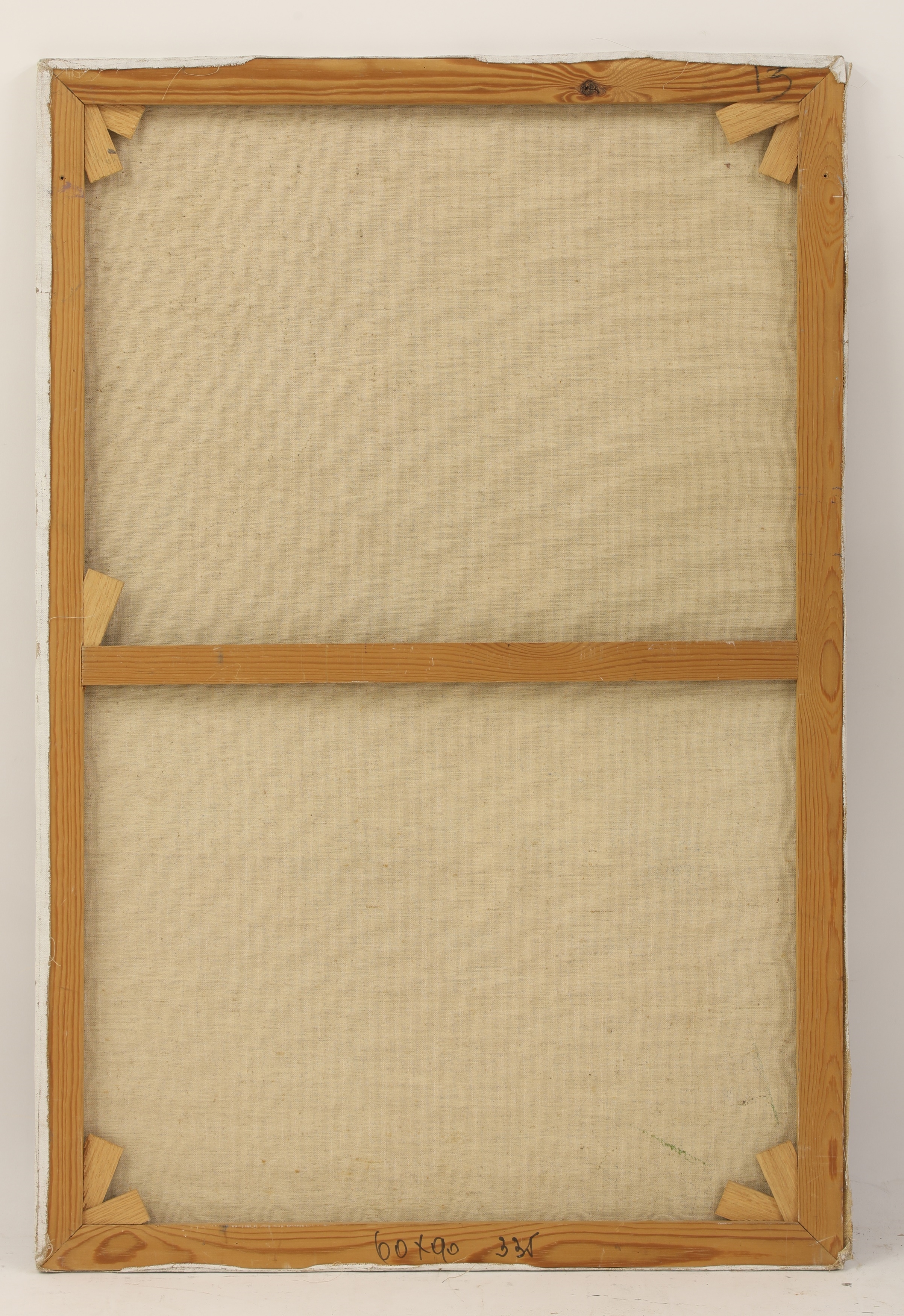 Artwork by Kermit Simet, depicting a masked nude woman standing in front of a zebra, Made of oil on canvas