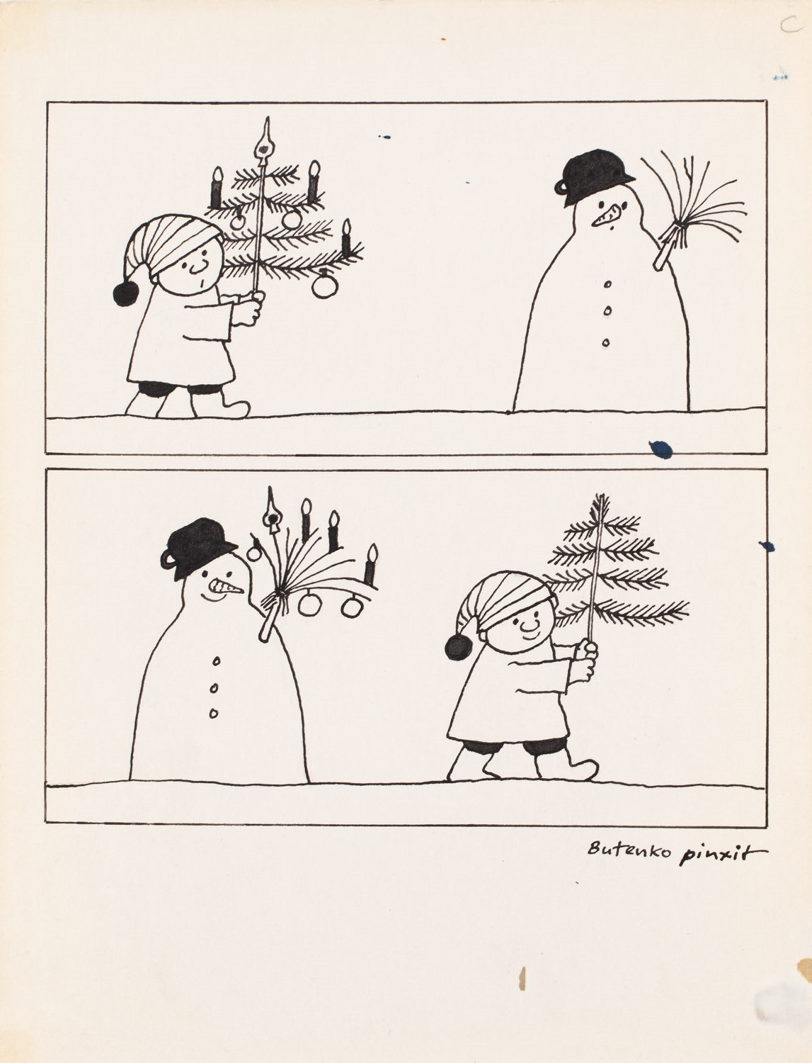 Snowman and christmas tree by Bohdan Butenko