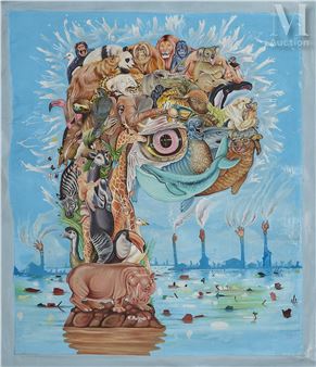 Acrylique sur toile, signée en bas au centre - Fabrice Matondo