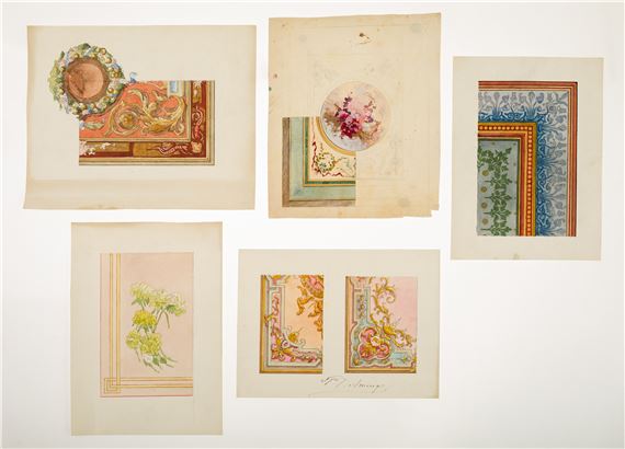 Conjunto de cinco diseños para la Real Fábrica de Tapices y Alformbras de Madrid - Francisco Javier Amerigo y Aparici