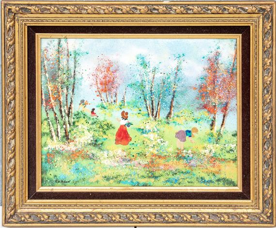 Louis Cardin エナメル 銅 絵画アート サイン入り 80年代 ① Louis Cardin Original Framed Enamel on Copper 1978 signed