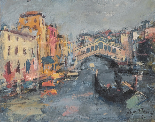 Artwork by August Rosell Farer, Venecia, Made of Óleo sobre lienzo encolado a cartón