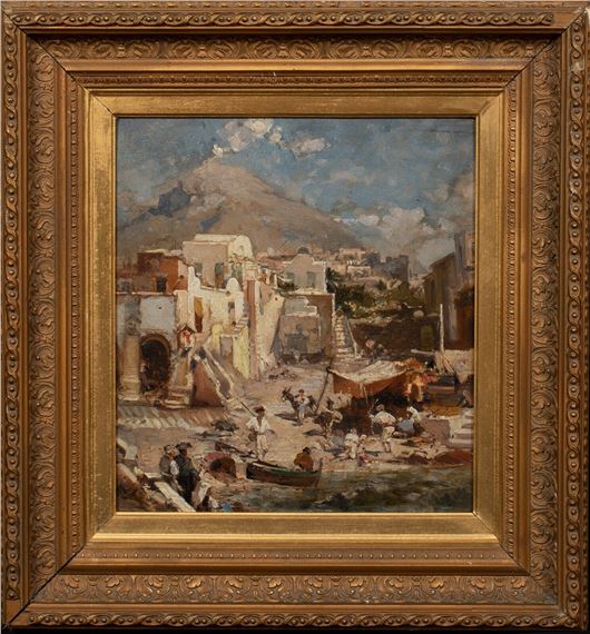 Franz Richard Unterberger | SCENE AT THE BAY OF NAPLES OIL PAINTING ...