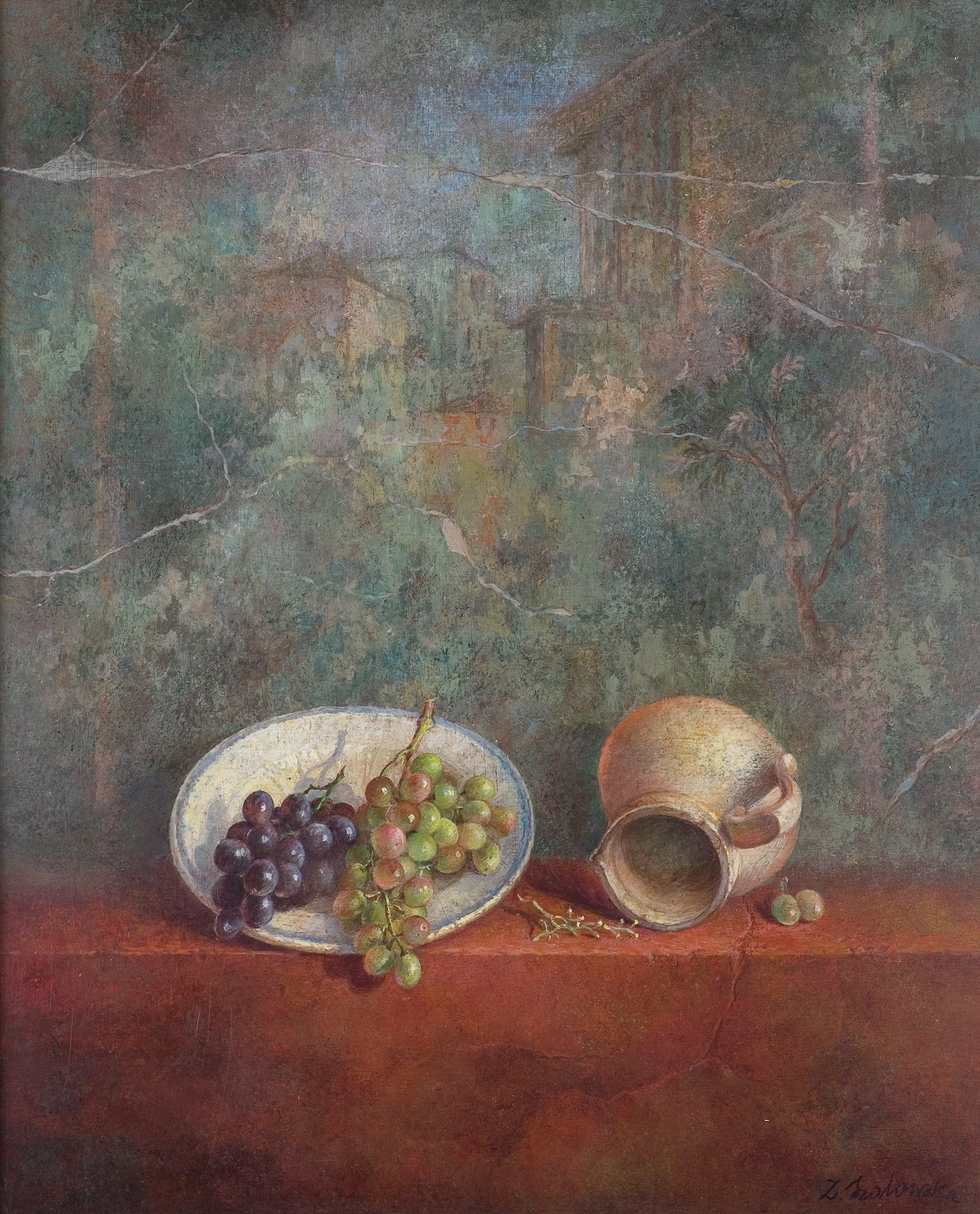 Artwork by Zofia Szalowska, MARTWA NATURA, Made of oil, plywood