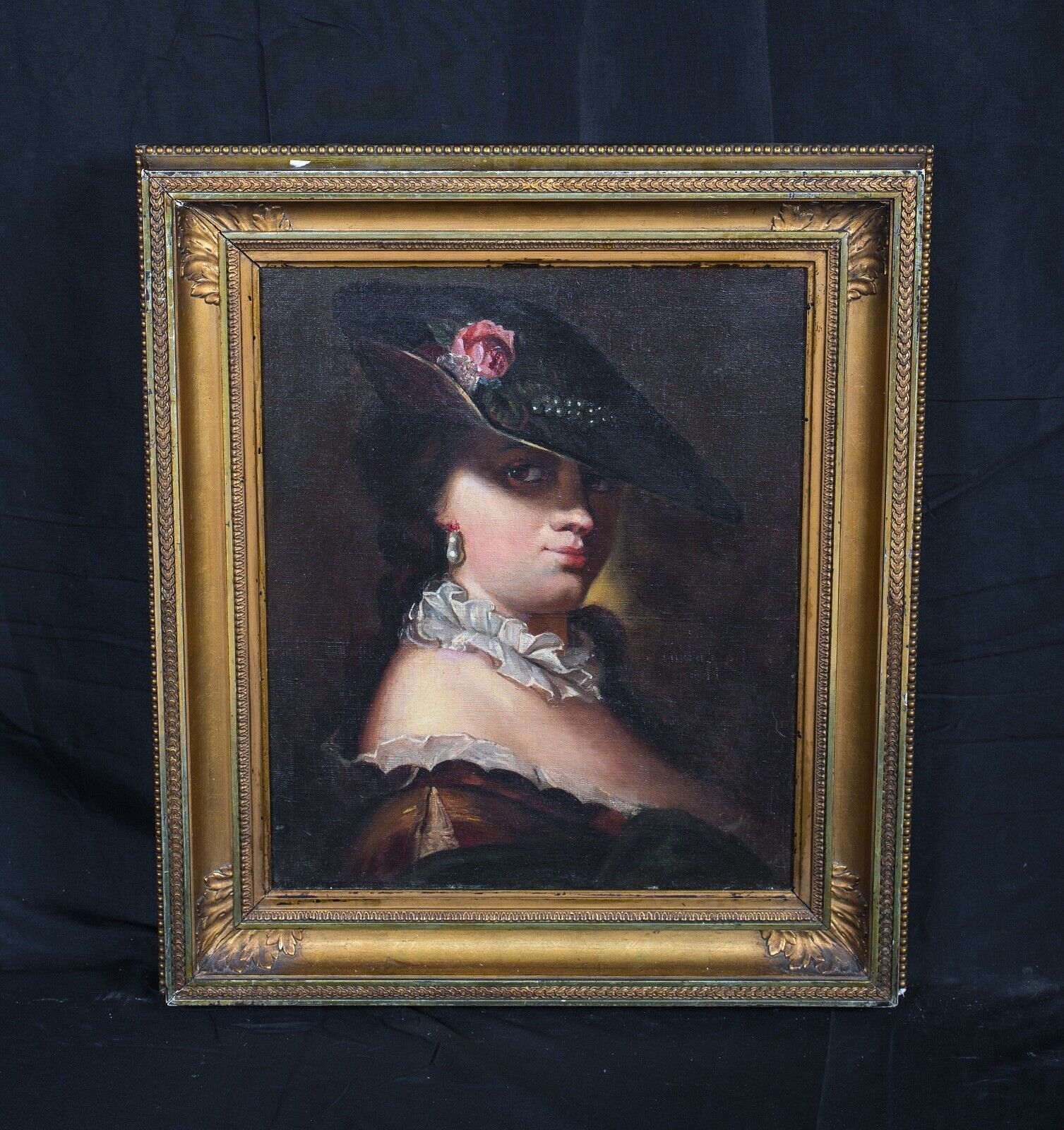 French School, 18th Century | PORTRAIT OF A LADY WEARING A HAT & PEARLS ...