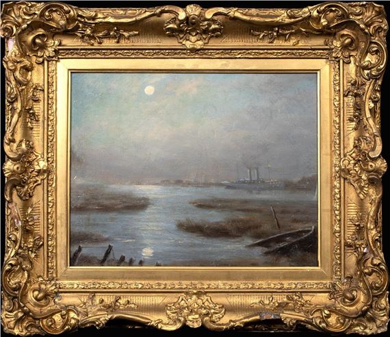 VIEW OF THE THAMES OIL PAINTING by James Abbott McNeill Whistler, circa 1875