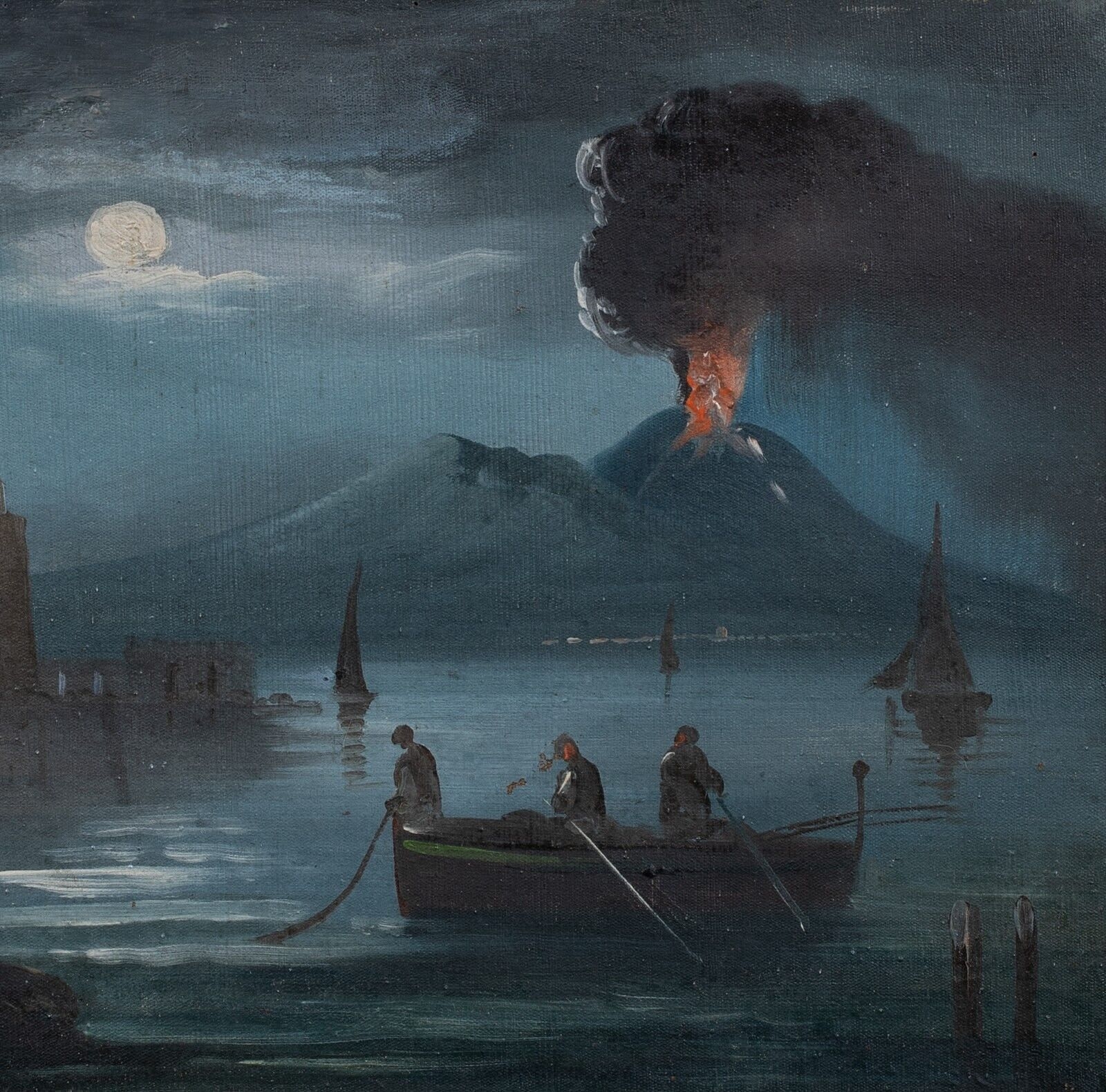 Neapolitan School, 19th Century VIEW OF MOUNT VESUVIUS ERUPTING AT