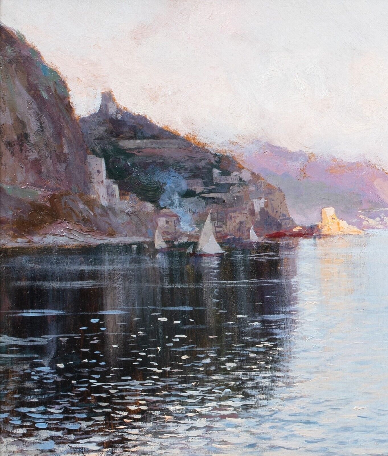 Oscar Ricciardi | MORNING ON THE NEAPOLITAN COAST OIL PAINTING (19th ...