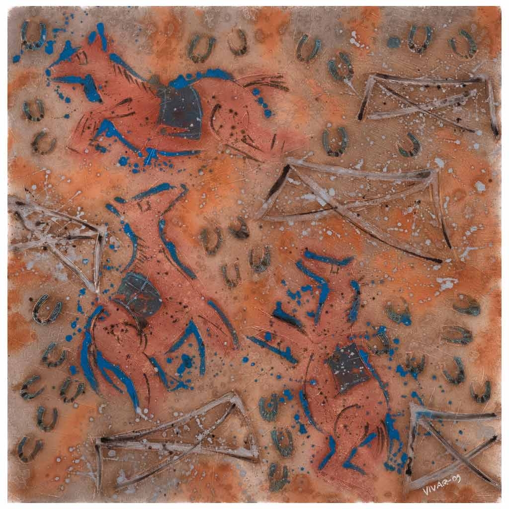 Artwork by Carlos Vivar, Untitled, Made of Óleo y arena sobre tela