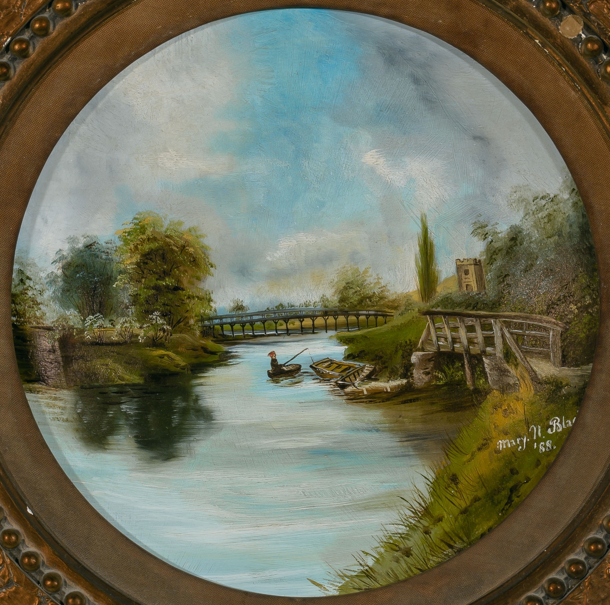 Artwork by Mary Black, By the Riverbank, Made of Oil on porcelain