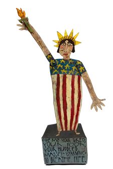 Jim Lambert (New Hampshire, 20/21st C) Outsider/Folk Art Painted Wood & Wire Sculpture, 2002, Statue Of Liberty, H 58'' W 24'' Depth 6'' - Jim Lambert