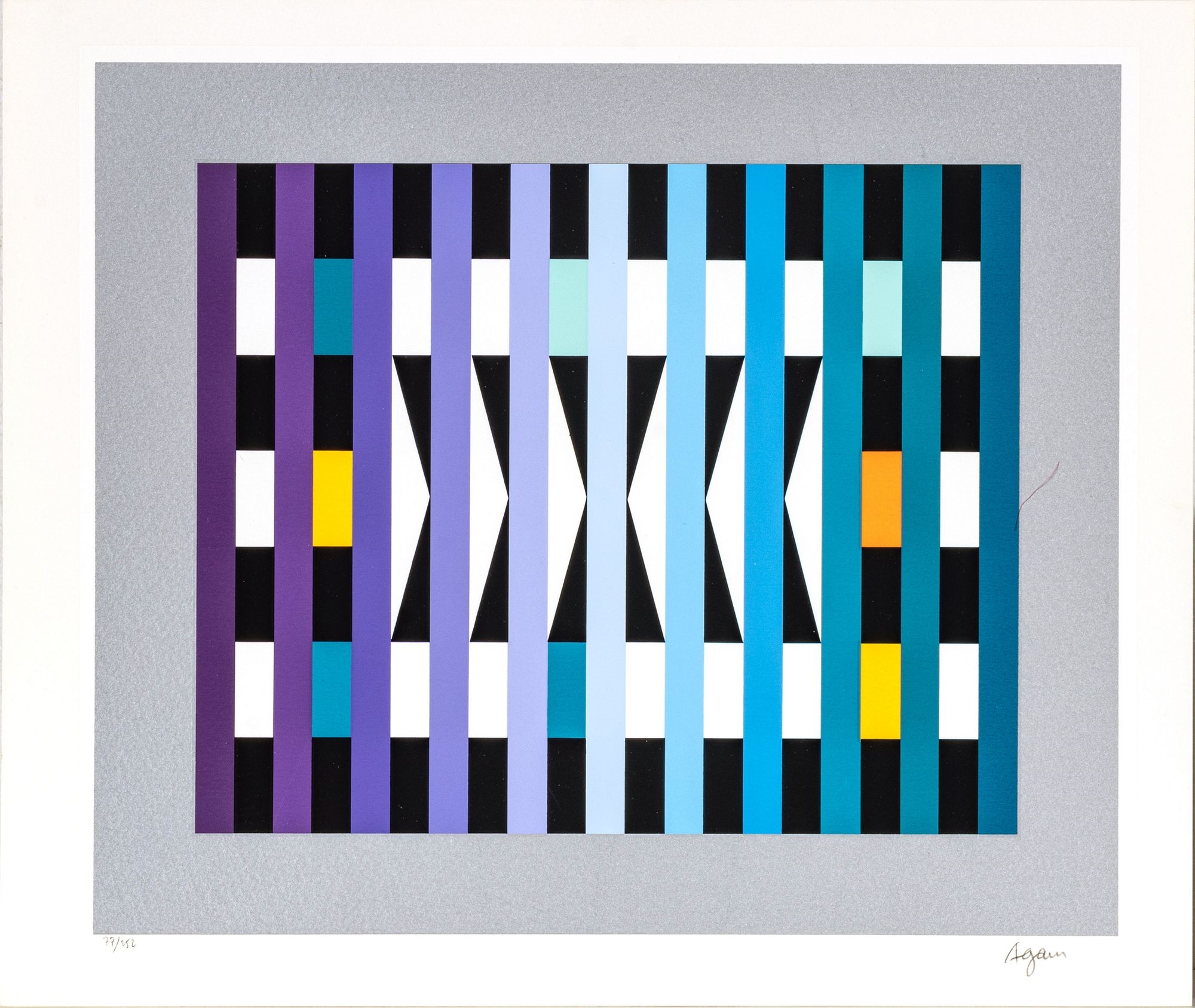 Yaacov Agam (Israeli, 1928) Silkscreen In Colors On Wove Paper, Pointed Rhythm 5, H 9.25'' W 10.75'' by Yaacov Agam