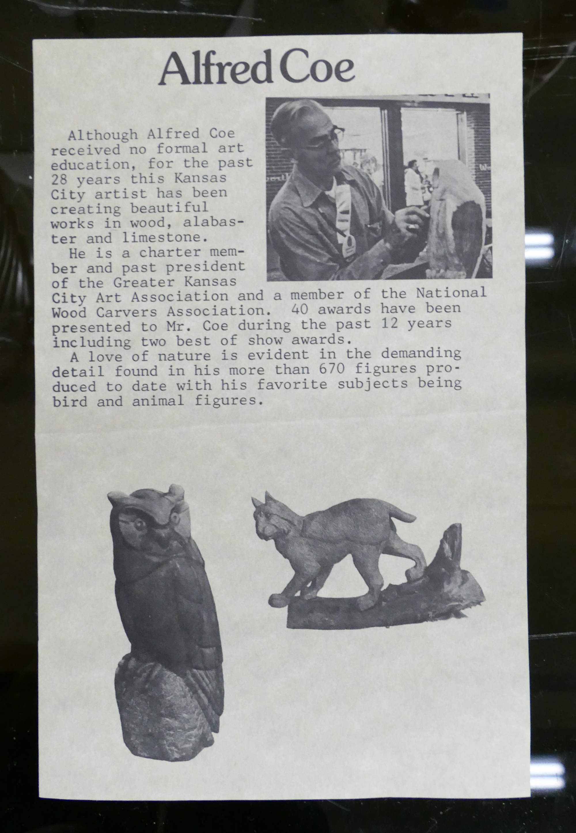 Artwork by Alfred Coe, Alfred Coe Carved Marble Owl Sculpture 21''x8'', Made of Carved Marble