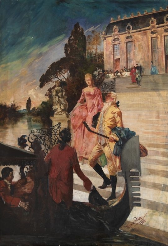 Artwork by Hermann Emil Pohle, Elegante Gesellschaft nach dem Ball