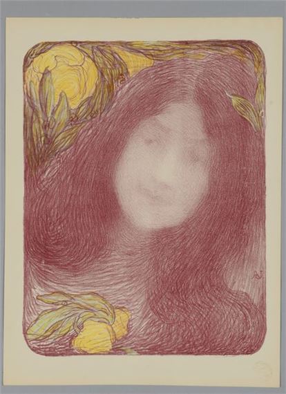 Under the flowers by Edmond-Francois Aman-Jean