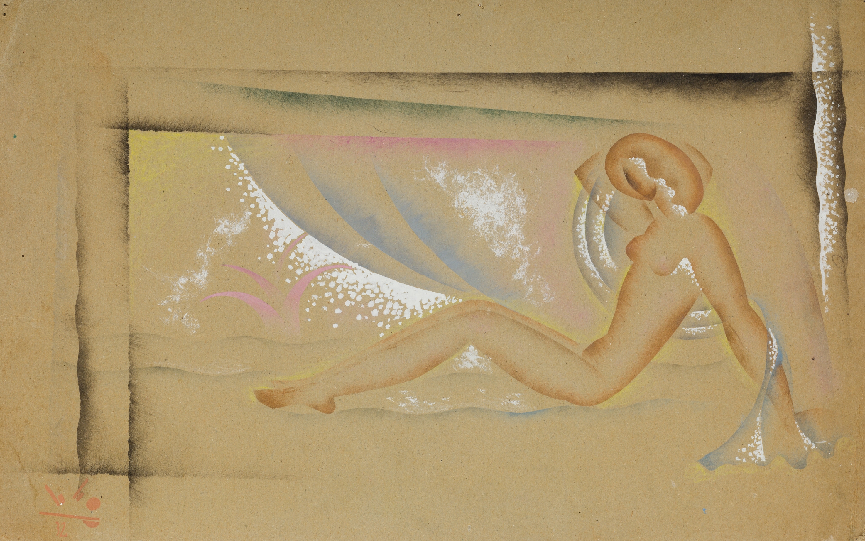 Artwork by Pascual Llop, Figura femenina, Made of Mixed media on cardboard